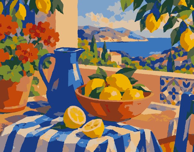 Lemons on a Sunlit Terrace, painted preview