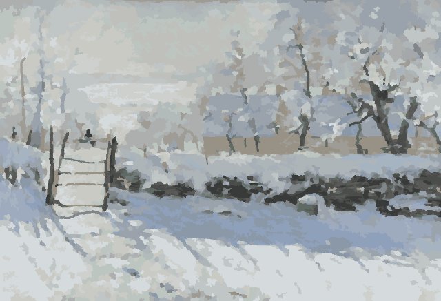 The Magpie by Claude Monet, painted preview